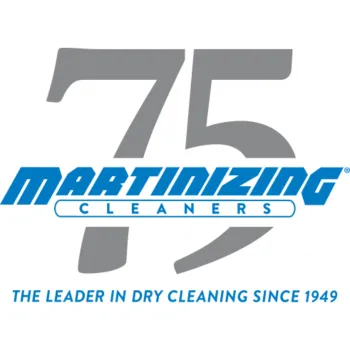 Martinizing Cleaners logo celebrating 75 years as a leader in dry cleaning since 1949.