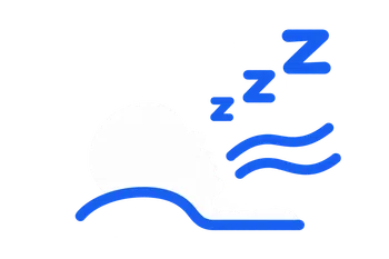 White silhouette of a sleeping person with blue sound waves and Z's indicating snoring or sleep.