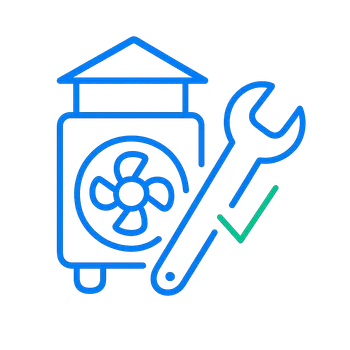 Rooftop equipment replacement icon from the site's generated brand icon set (a flat, single-weight outline with rounded line caps and simple geometric shapes)