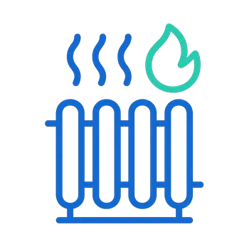 Heating icon from the site's generated brand icon set (a flat, single-weight outline with rounded line caps and simple geometric shapes)