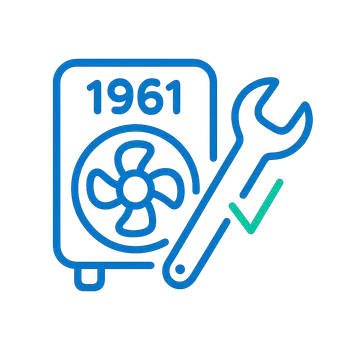 Repaired a 1961 Carrier heat pump icon from the site's generated brand icon set (a flat, single-weight outline with rounded line caps and simple geometric shapes)