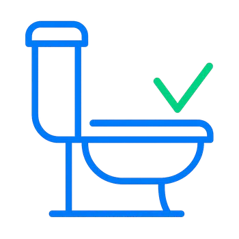 Comfort-height toilet installed icon from the site's generated brand icon set (a flat, single-weight outline with rounded line caps and simple geometric shapes)