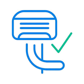 Commercial HVAC installation icon from the site's generated brand icon set (a flat, single-weight outline with rounded line caps and simple geometric shapes)