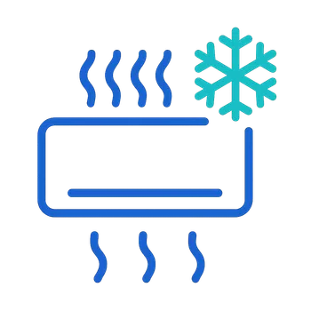 Air conditioning icon from the site's generated brand icon set (a flat, single-weight outline with rounded line caps and simple geometric shapes)