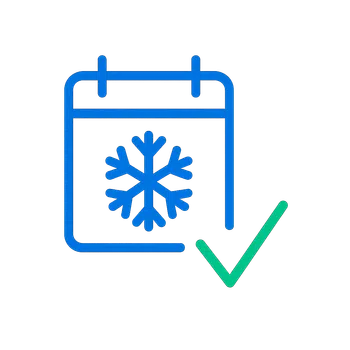 Seasonal maintenance visit icon from the site's generated brand icon set (a flat, single-weight outline with rounded line caps and simple geometric shapes)
