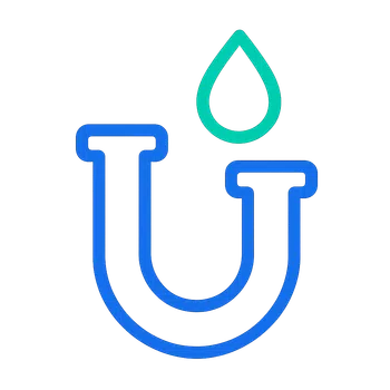 Plumbing icon from the site's generated brand icon set (a flat, single-weight outline with rounded line caps and simple geometric shapes)