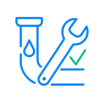 Copper pinhole leak repair icon from the site's generated brand icon set (a flat, single-weight outline with rounded line caps and simple geometric shapes)