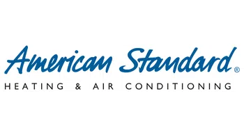 American Standard Heating & Air Conditioning logo with blue cursive and black uppercase text on white background