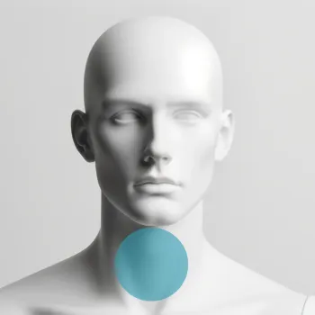 a man's head with a blue ball in front of him