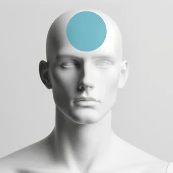 a person with a blue circle on the head