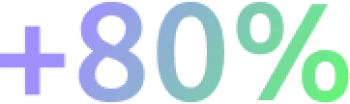 Gradient colored plus 80 percent symbol with purple and green hues on a transparent background.