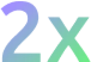 Gradient blue to green text reading 2X on black background indicating double or twice as much.