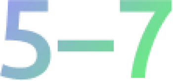 Gradient colored text displaying the numbers five and seven separated by a minus sign on a transparent background