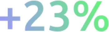 Gradient colored plus sign with 23% percentage symbol highlighting a positive growth or increase.