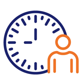 person with clock icon