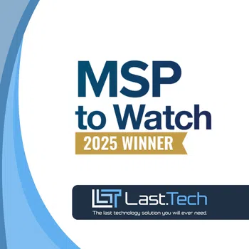 MSP to Watch 2025 Winner award graphic with Last.Tech logo and tagline on blue and white background
