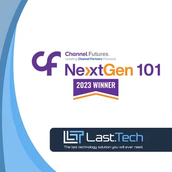 Channel Futures NextGen 101 2023 Winner award logo with Last.Tech technology company branding