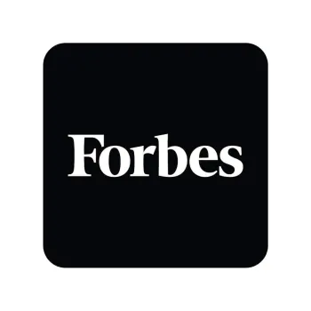 Forbes logo with white text on black square background featuring rounded corners.