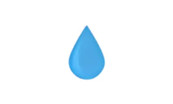Simple blue water drop icon on a white background symbolizing water or liquid.