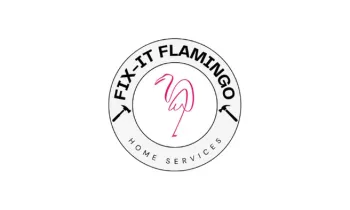 Fix-It Flamingo logo with a pink flamingo and tools representing home repair services.