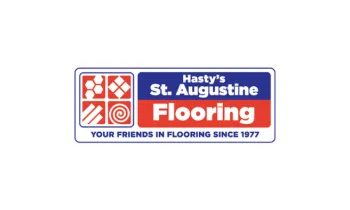 Hasty's St. Augustine Flooring logo with geometric tile icons and tagline since 1977.