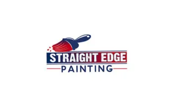 Logo of Straight Edge Painting featuring a paintbrush and bold red and blue text on white background.