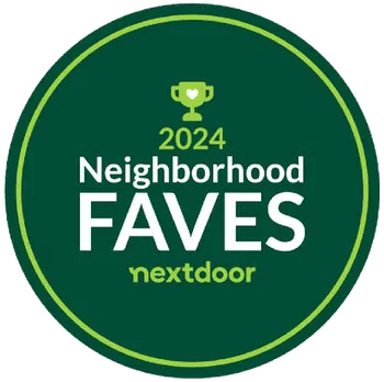 2024 Neighborhood Faves award badge by Nextdoor with green trophy icon on dark green background