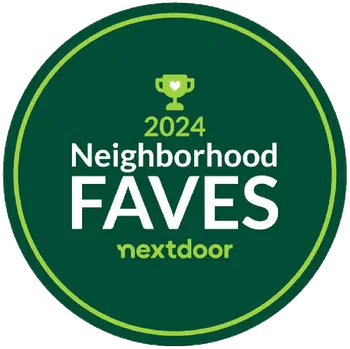 2024 Neighborhood Faves award badge by Nextdoor with green trophy icon on dark green background