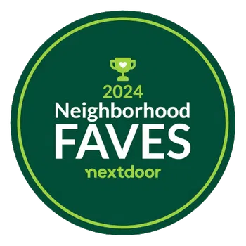 2024 Neighborhood Faves award badge by Nextdoor with green trophy icon on dark green background