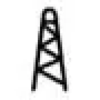 Simple black outlined illustration of a triangular lattice tower or pylon on white background