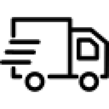 Black and white minimalist silhouette of a cat with tail curled up, sitting upright facing left.