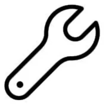 Simple black outline of an open-end wrench tool on a white background.