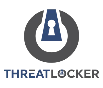 ThreatLocker logo with a lock and keyhole symbol in blue and gray above the company name