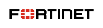 Fortinet logo featuring a red segmented shield icon and black modern text on transparent background