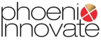 Phoenix Innovate logo with modern font and red and gold circular graphic element.