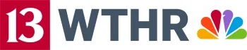 WTHR 13 news logo with red square, bold number 13, gray letters and colorful NBC peacock icon.