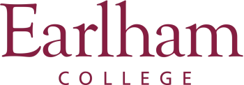 Logo of Earlham College in burgundy letters representing higher education.