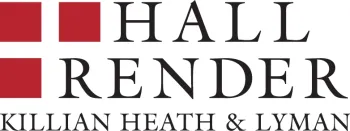 Logo of Hall Render Killian Heath & Lyman featuring distinct red squares and elegant typography.
