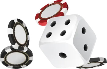 a white and red dice