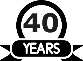 Black number 40 in bold font on a transparent background