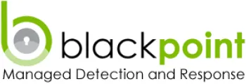 Blackpoint logo with green and gray lock icon and text Managed Detection and Response