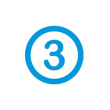 Simple blue number 3 inside a blue circle on a white background
