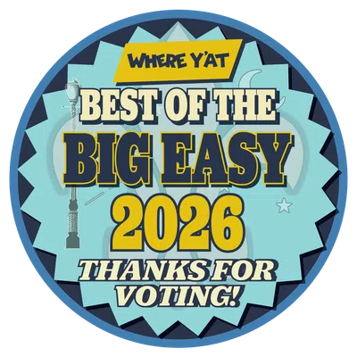 Best of the Big Easy 2026 voting badge with blue and yellow colors and thanks for voting message.