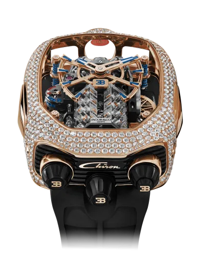 Bugatti Chiron Pave Diamonds 18k Rose Gold Tourbillon | Jacob & Co