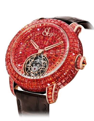 a red and gold watch