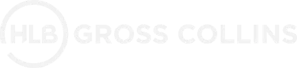 HLB Gross Collins logo with HLB letters inside a partial circle and company name in bold uppercase