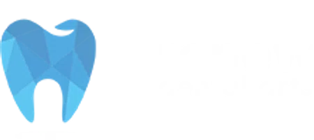 Blue geometric tooth icon next to Renew Dental Arts text logo on black background