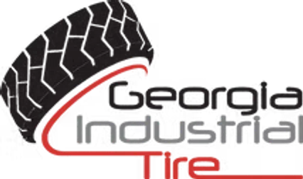 Georgia Industrial Tire logo with stylized tire tread and red curved line on white background