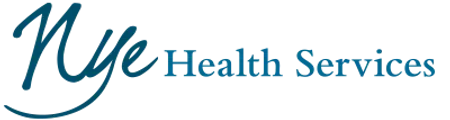 Nye Health Services logo with stylized blue 'Nye' and traditional blue serif text