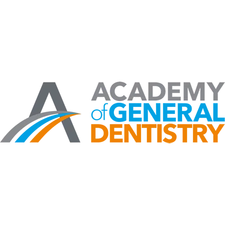 Logo of the Academy of General Dentistry featuring stylized A with blue and orange swooshes.